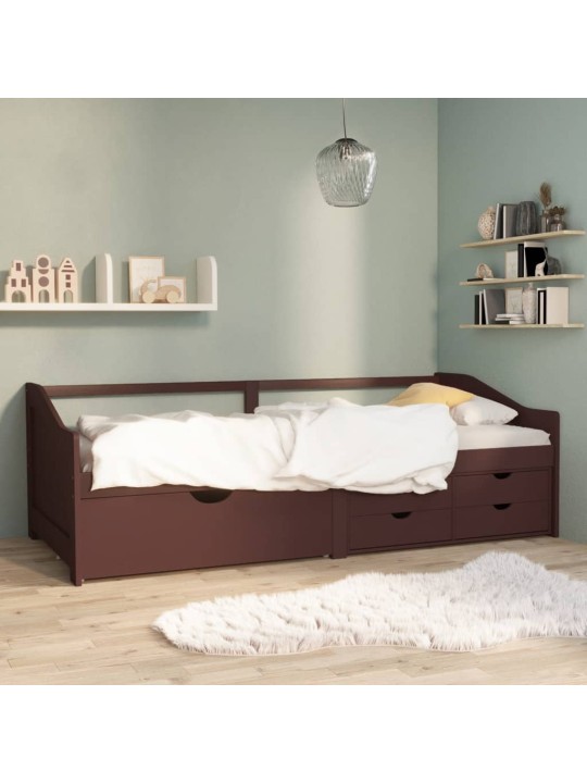 3místná válenda zásuvky tmavě hnědá masivní borovice 90x200 cm