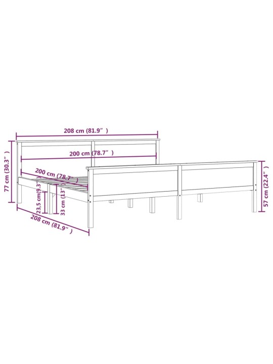 Rám postele masivní dřevo borovice 200 x 200 cm