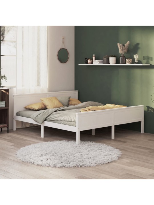 Rám postele bílý masivní dřevo borovice 200 x 200 cm