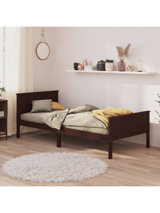 Rám postele tmavě hnědý masivní borovice 90 x 200 cm