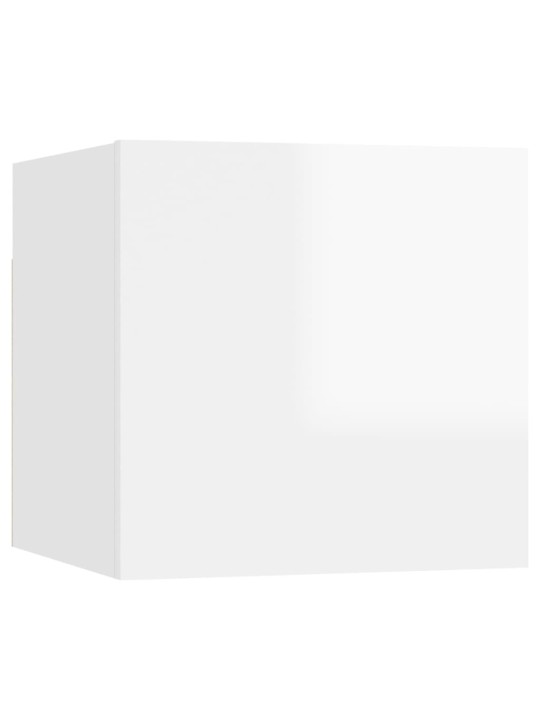 Noční stolek bílý vysoký lesk 30,5x30x30 cm kompozitní dřevo