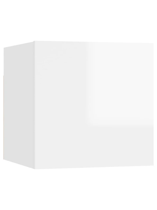 Noční stolek bílý vysoký lesk 30,5x30x30 cm kompozitní dřevo