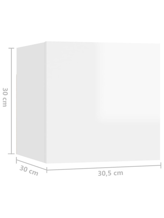 Noční stolek bílý vysoký lesk 30,5x30x30 cm kompozitní dřevo