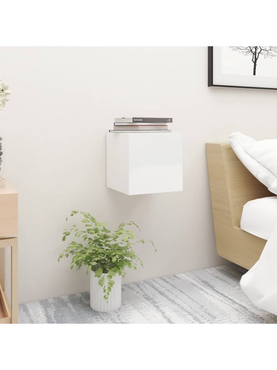 Noční stolky 2ks bílé s vysokým leskem 30,5x30x30cm dřevotříska