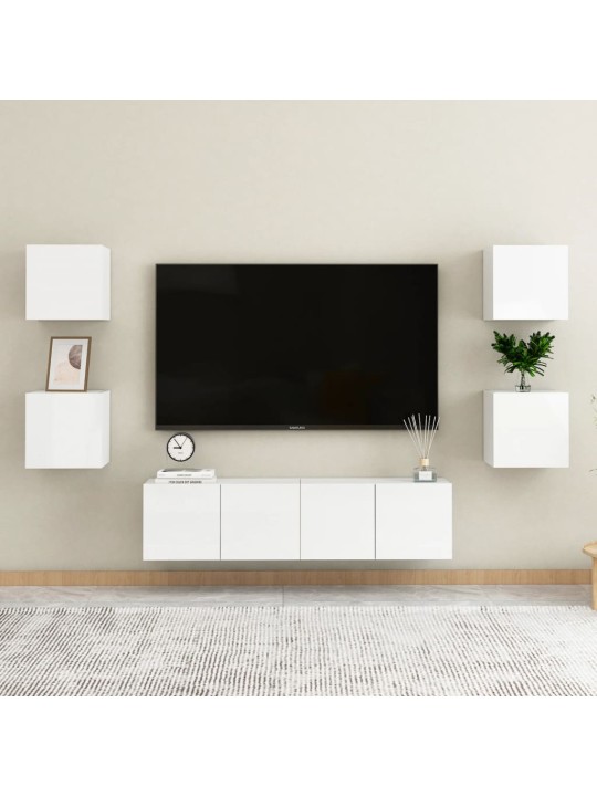 Noční stolky 2ks bílé s vysokým leskem 30,5x30x30cm dřevotříska