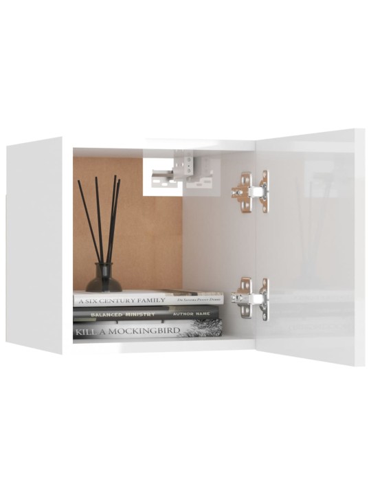 Noční stolky 2ks bílé s vysokým leskem 30,5x30x30cm dřevotříska