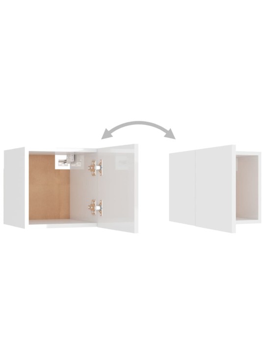 Noční stolky 2ks bílé s vysokým leskem 30,5x30x30cm dřevotříska