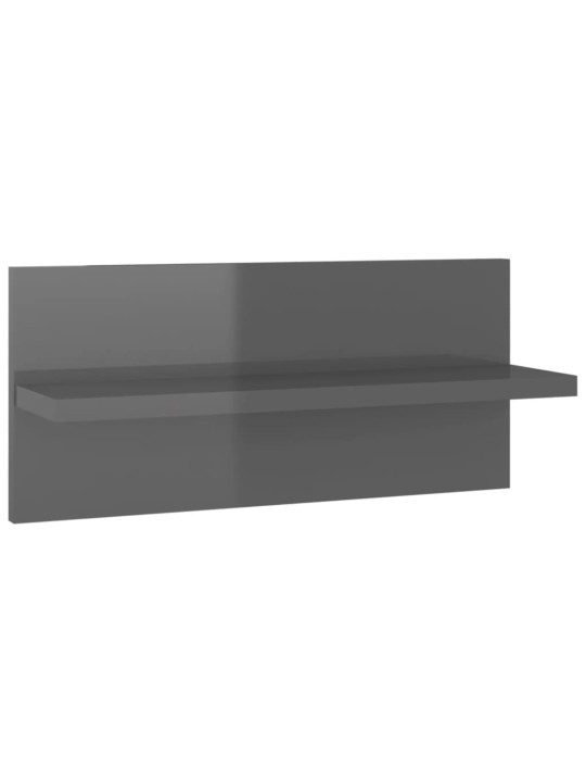 Nástěnné police 4 ks šedé s vysokým leskem 40 x 11,5 x 18 cm