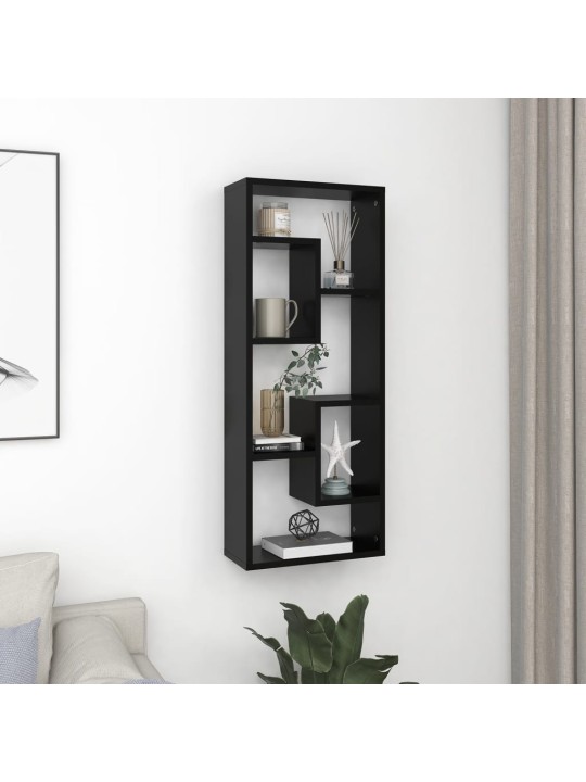 Nástěnná police černá 36 x16x90 cm kompozitní dřevo