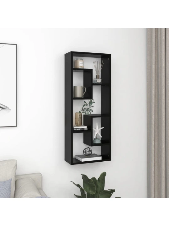 Nástěnná police černá 36 x16x90 cm kompozitní dřevo