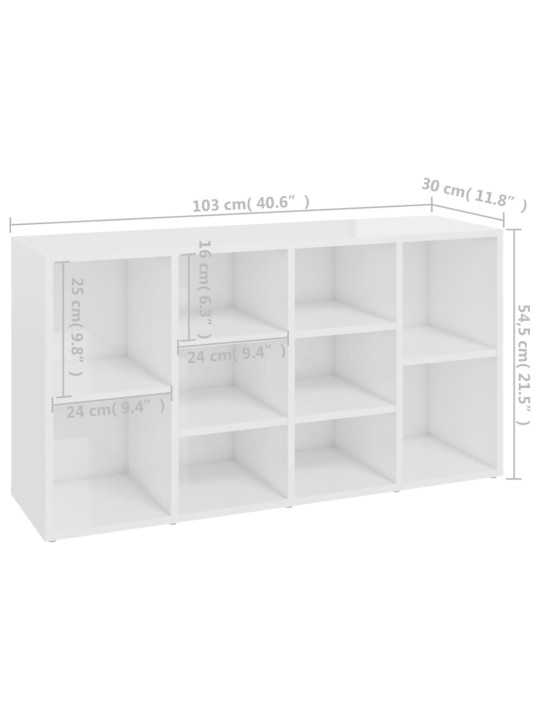 Lavice s botníkem bílá lesklá 103x30x54,5 cm kompozitní dřevo