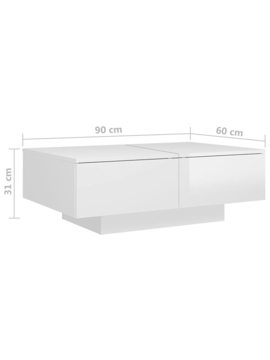 Konferenční stolek bílý lesklý 90 x 60 x 31 cm kompozitní dřevo
