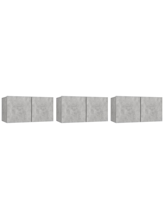 Závěsné TV skříňky 3 ks betonově šedé 60x30x30 cm