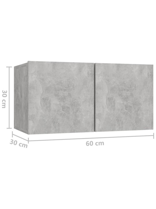 Závěsné TV skříňky 3 ks betonově šedé 60x30x30 cm