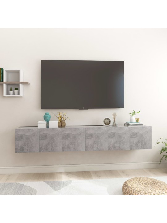 Závěsné TV skříňky 3 ks betonově šedé 60x30x30 cm