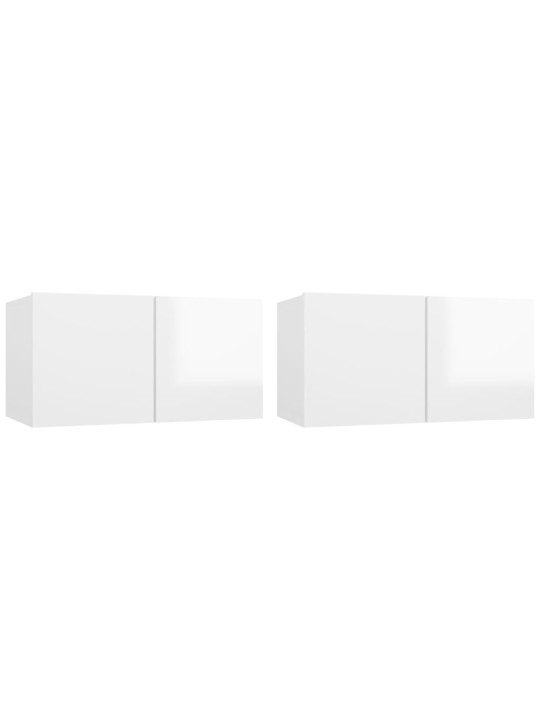 Závěsné TV skříňky 2 ks bílé s vysokým leskem 60x30x30 cm