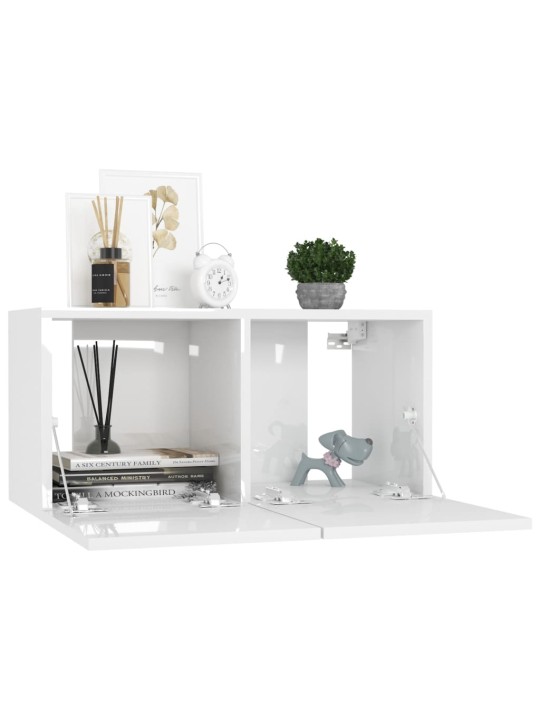 Závěsné TV skříňky 2 ks bílé s vysokým leskem 60x30x30 cm