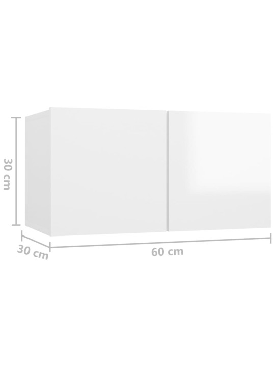 Závěsné TV skříňky 2 ks bílé s vysokým leskem 60x30x30 cm
