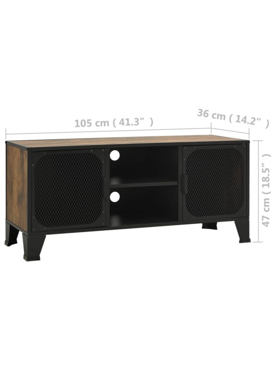 TV skříňka rustikální hnědá 105 x 36 x 47 cm kov a MDF