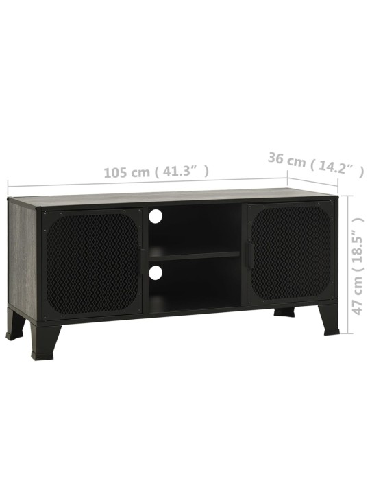 TV skříňka šedá 105 x 36 x 47 cm kov a MDF