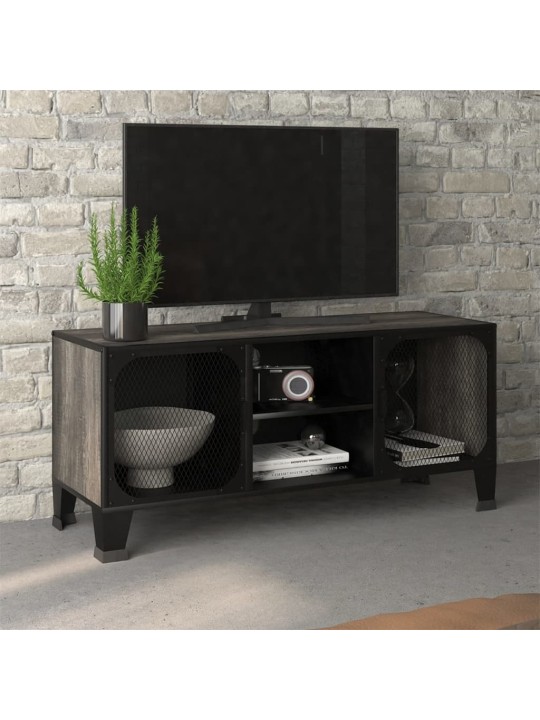 TV skříňka šedá 105 x 36 x 47 cm kov a MDF