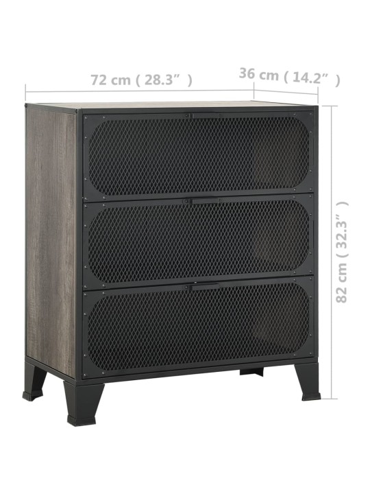 Úložná skříň šedá 72 x 36 x 82 cm kov a MDF