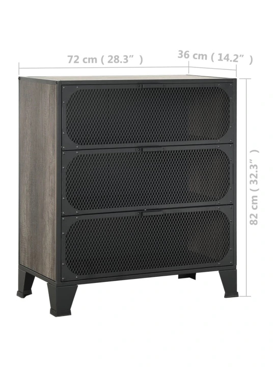 Úložná skříň šedá 72 x 36 x 82 cm kov a MDF