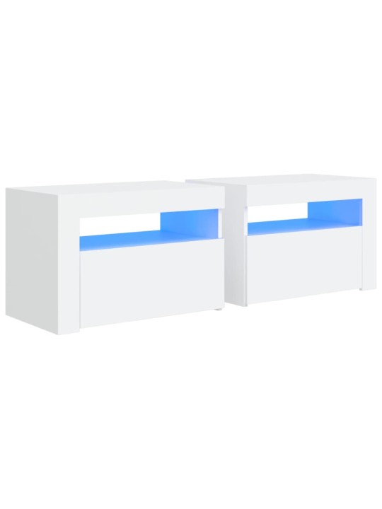 Noční stolky 2 ks s LED osvětlením bílé 60 x 35 x 40 cm