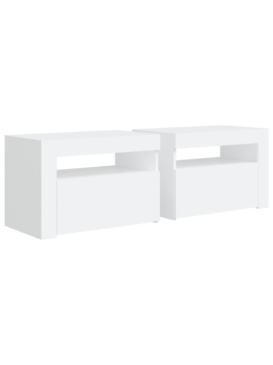 Noční stolky 2 ks s LED osvětlením bílé 60 x 35 x 40 cm