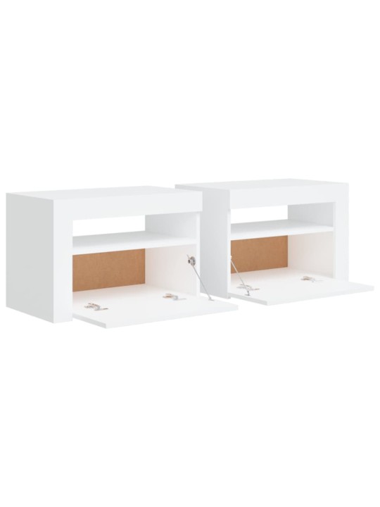Noční stolky 2 ks s LED osvětlením bílé 60 x 35 x 40 cm