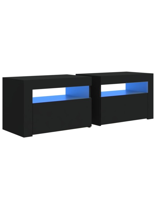 Noční stolky 2 ks s LED osvětlením černé 60 x 35 x 40 cm