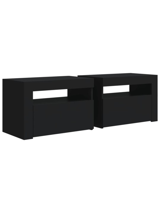 Noční stolky 2 ks s LED osvětlením černé 60 x 35 x 40 cm