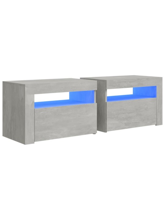 Noční stolky 2 ks s LED osvětlením betonově šedé 60x35x40 cm