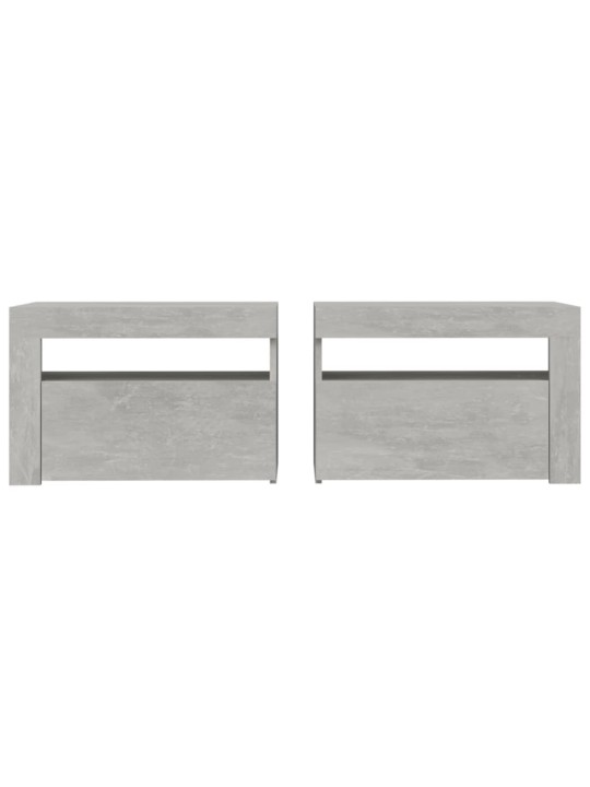 Noční stolky 2 ks s LED osvětlením betonově šedé 60x35x40 cm