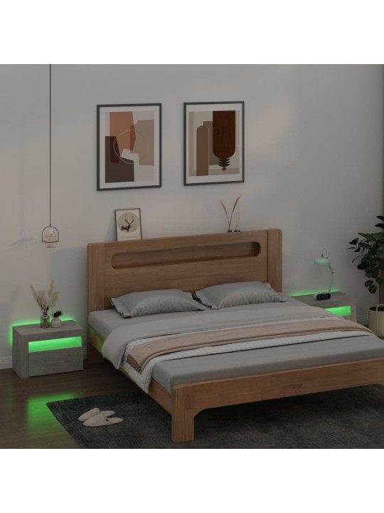Noční stolky 2 ks s LED osvětlením betonově šedé 60x35x40 cm