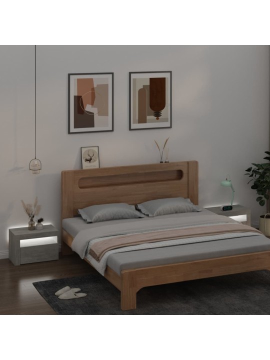 Noční stolky 2 ks s LED osvětlením betonově šedé 60x35x40 cm