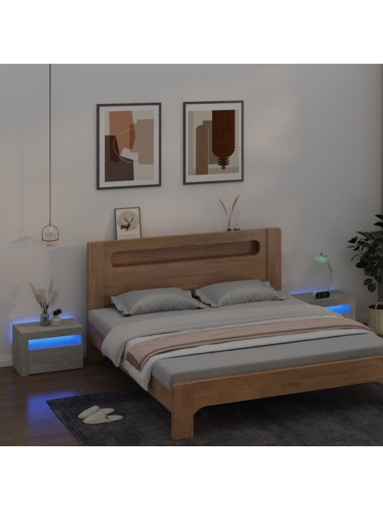 Noční stolky 2 ks s LED osvětlením betonově šedé 60x35x40 cm