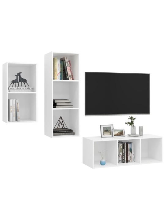 3dílný set TV skříněk bílý dřevotříska