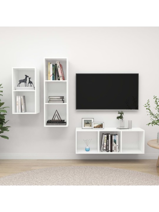 3dílný set TV skříněk bílý dřevotříska