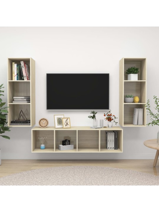 3dílný set TV skříněk dub sonoma kompozitní dřevo