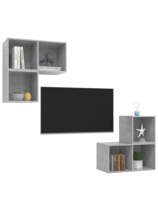 4dílný set tv skříněk betonově šedý kompozitní dřevo