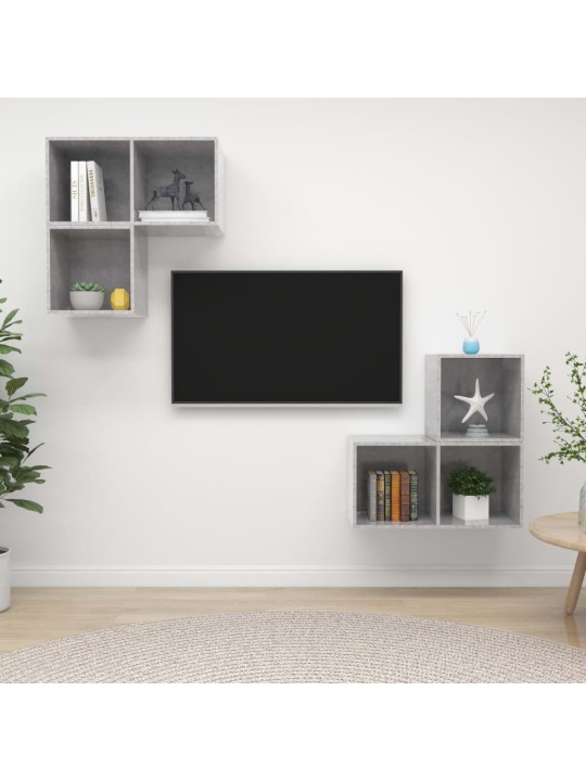 4dílný set tv skříněk betonově šedý kompozitní dřevo
