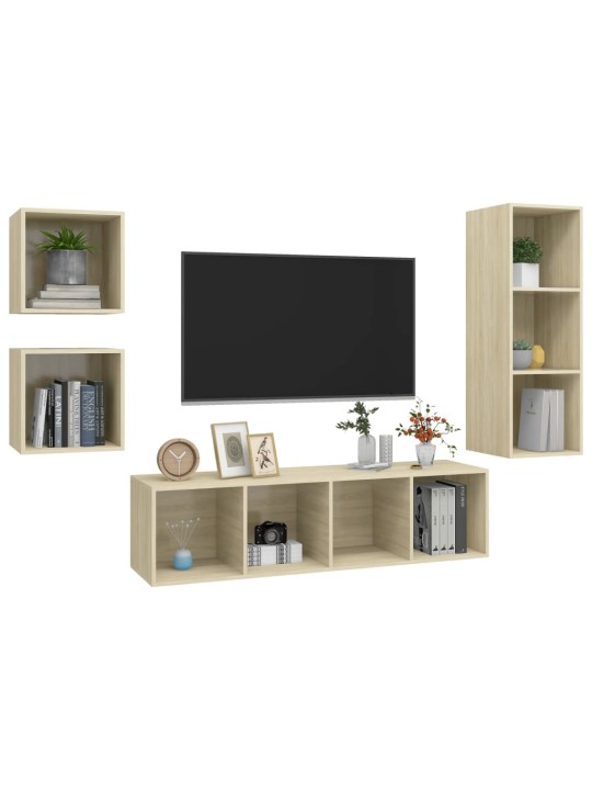 4dílný set TV skříněk dub sonoma kompozitní dřevo
