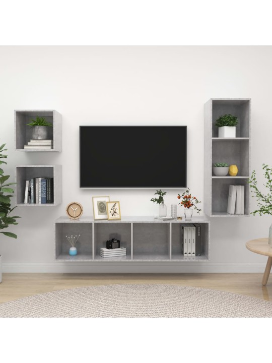 4dílný set tv skříněk betonově šedý dřevotříska