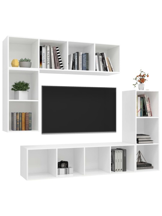 4dílný set TV skříněk bílý kompozitní dřevo
