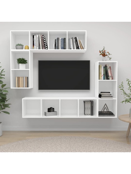 4dílný set TV skříněk bílý kompozitní dřevo