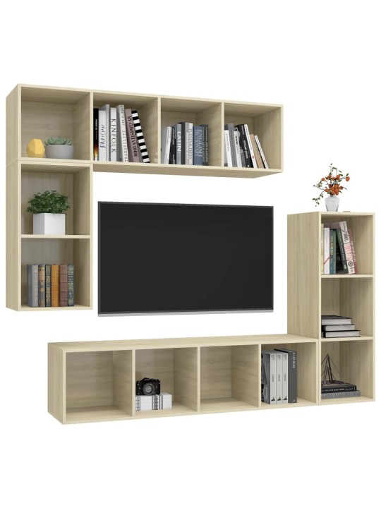 4dílný set TV skříněk dub sonoma kompozitní dřevo