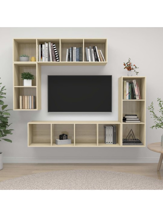 4dílný set TV skříněk dub sonoma kompozitní dřevo
