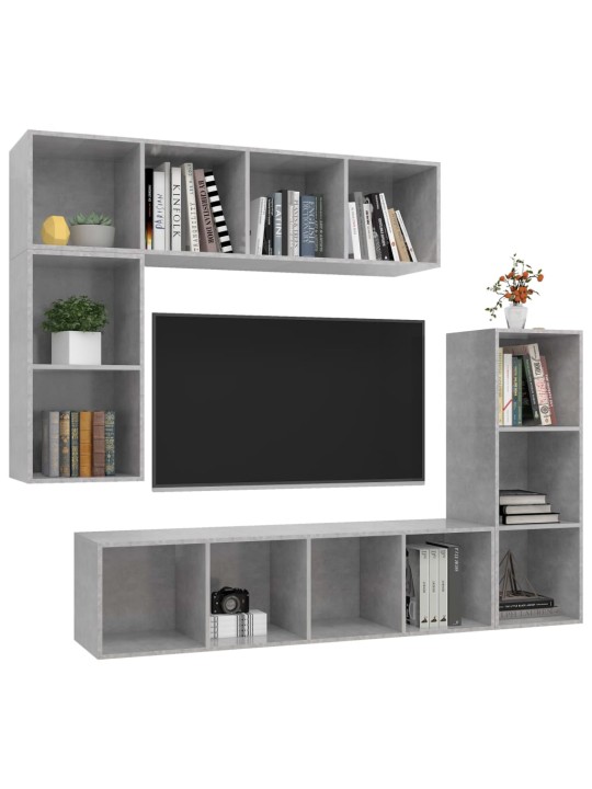 4dílný set tv skříněk betonově šedý kompozitní dřevo