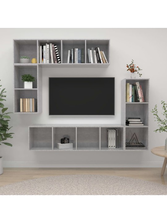 4dílný set tv skříněk betonově šedý kompozitní dřevo